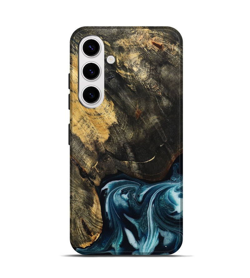 Galaxy S25 Wood Live Edge Phone Case - Raven (Blue, 808706)