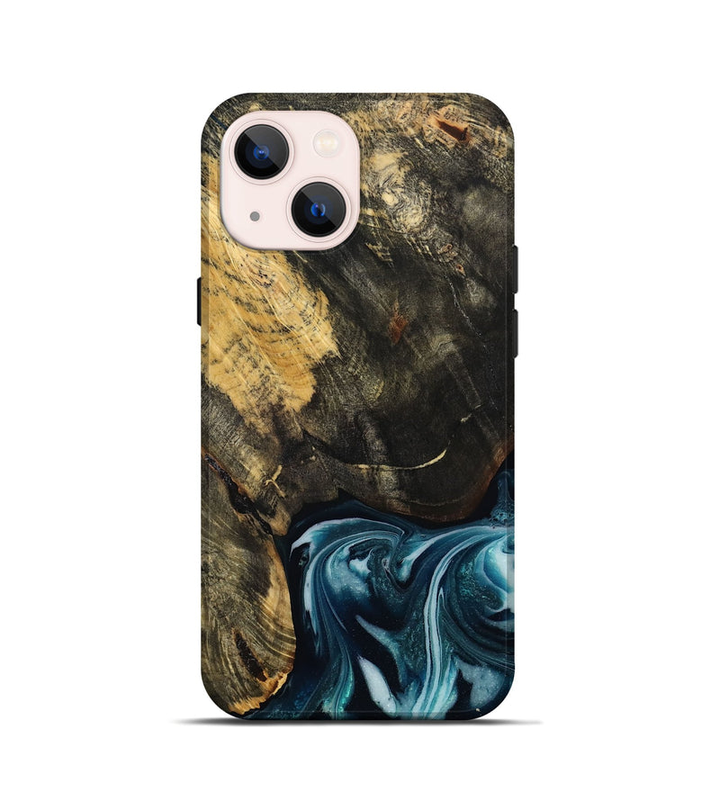 iPhone 13 mini Wood Live Edge Phone Case - Raven (Blue, 808706)