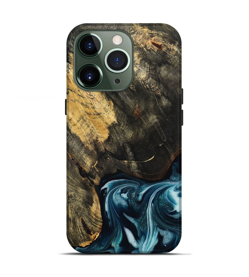 iPhone 13 Pro Wood Live Edge Phone Case - Raven (Blue, 808706)
