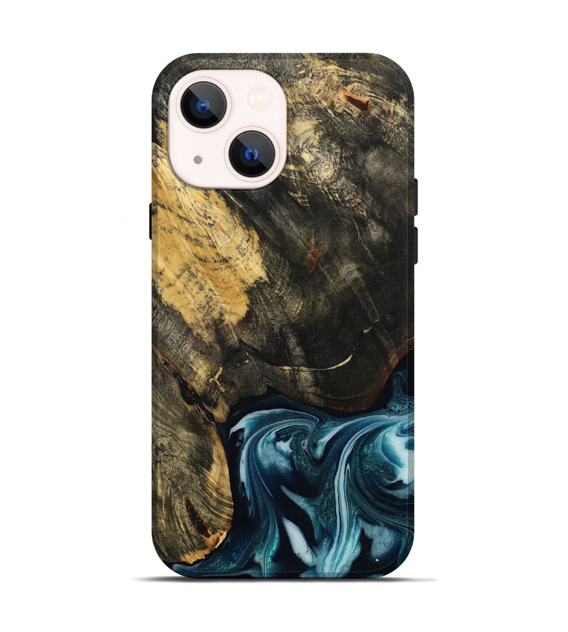 iPhone 14 Wood Live Edge Phone Case - Raven (Blue, 808706)