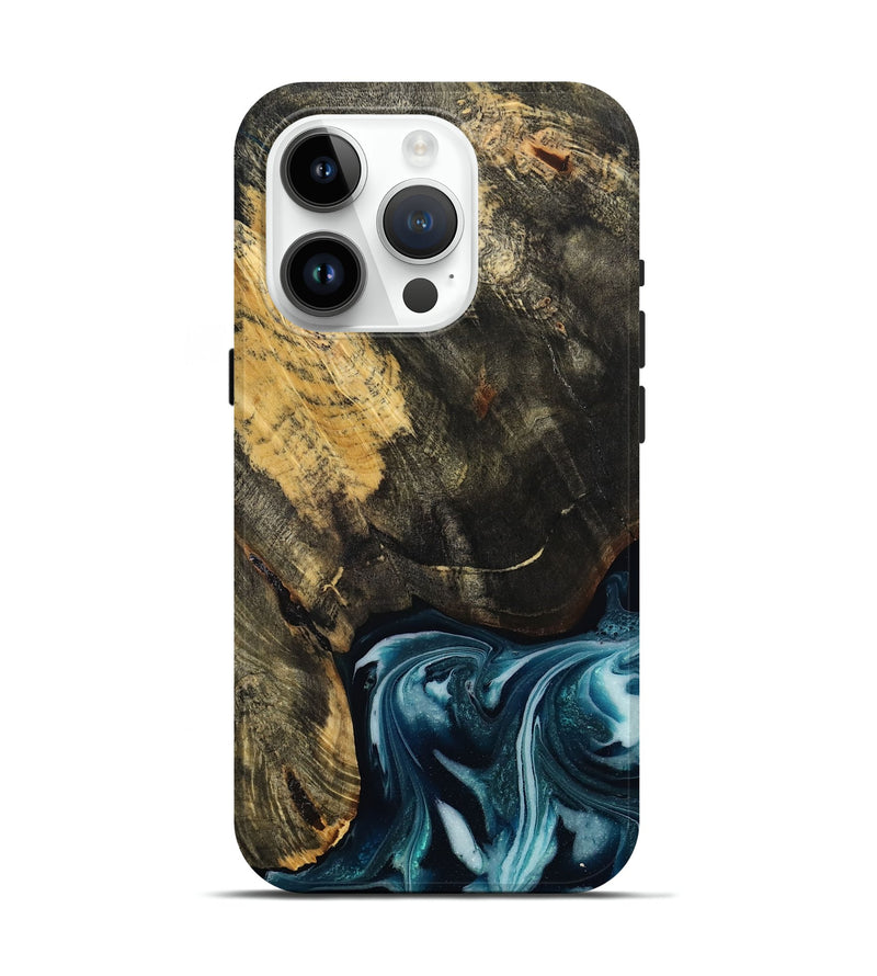 iPhone 15 Pro Wood Live Edge Phone Case - Raven (Blue, 808706)