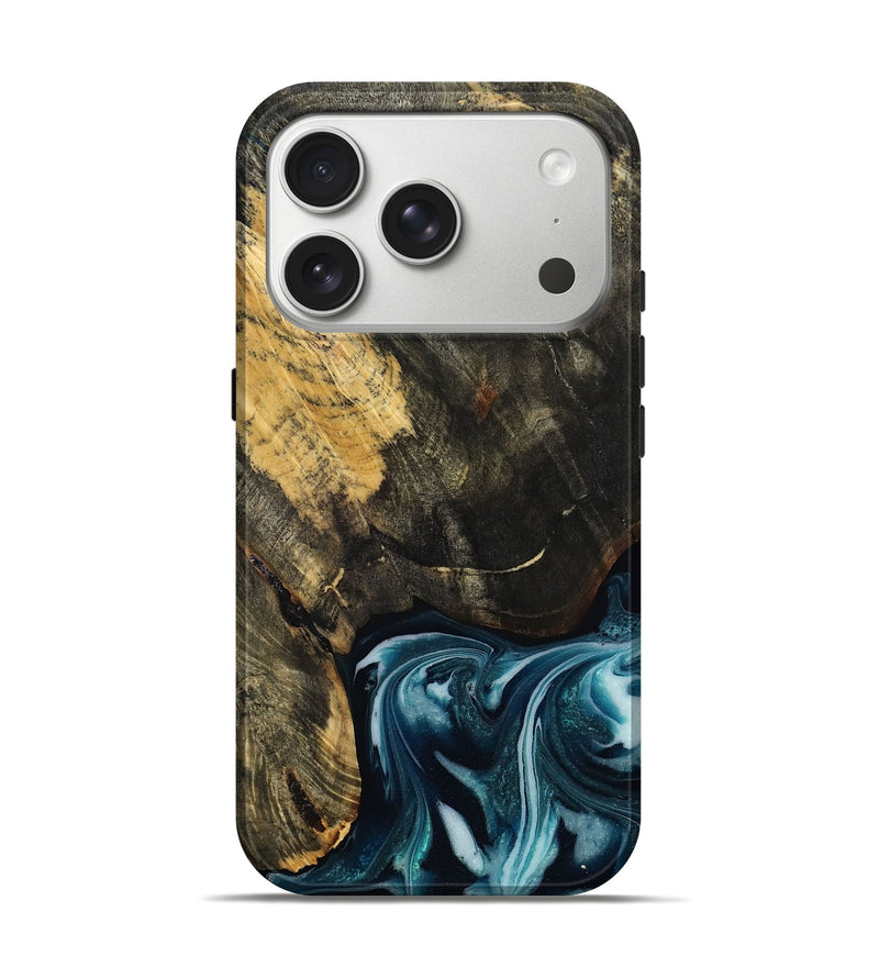 iPhone 17 Pro Wood Live Edge Phone Case - Raven (Blue, 808706)