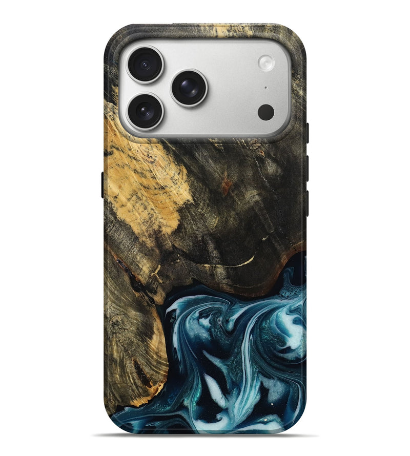 iPhone 17 Pro Max Wood Live Edge Phone Case - Raven (Blue, 808706)