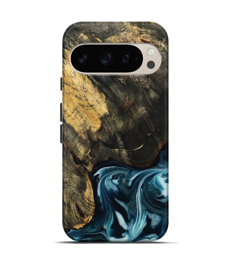 Pixel 9 Wood Live Edge Phone Case - Raven (Blue, 808706)