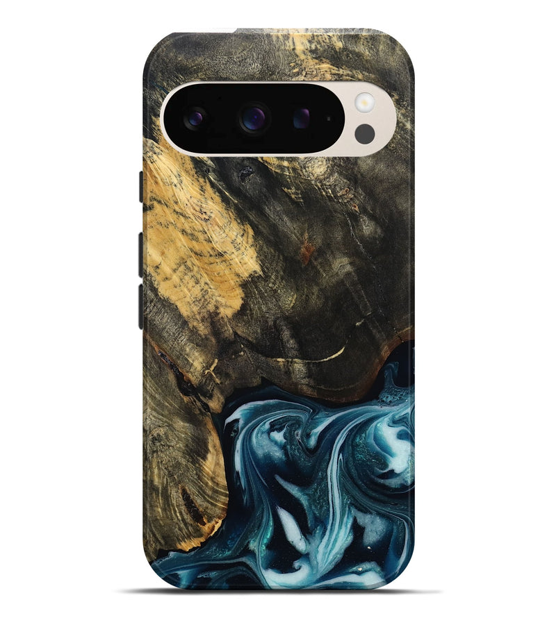 Pixel 9 Pro XL Wood Live Edge Phone Case - Raven (Blue, 808706)