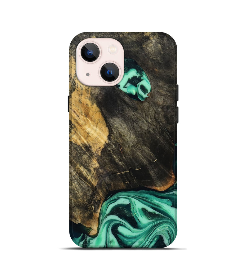 iPhone 13 mini Wood Live Edge Phone Case - Aleyna (Green, 808710)