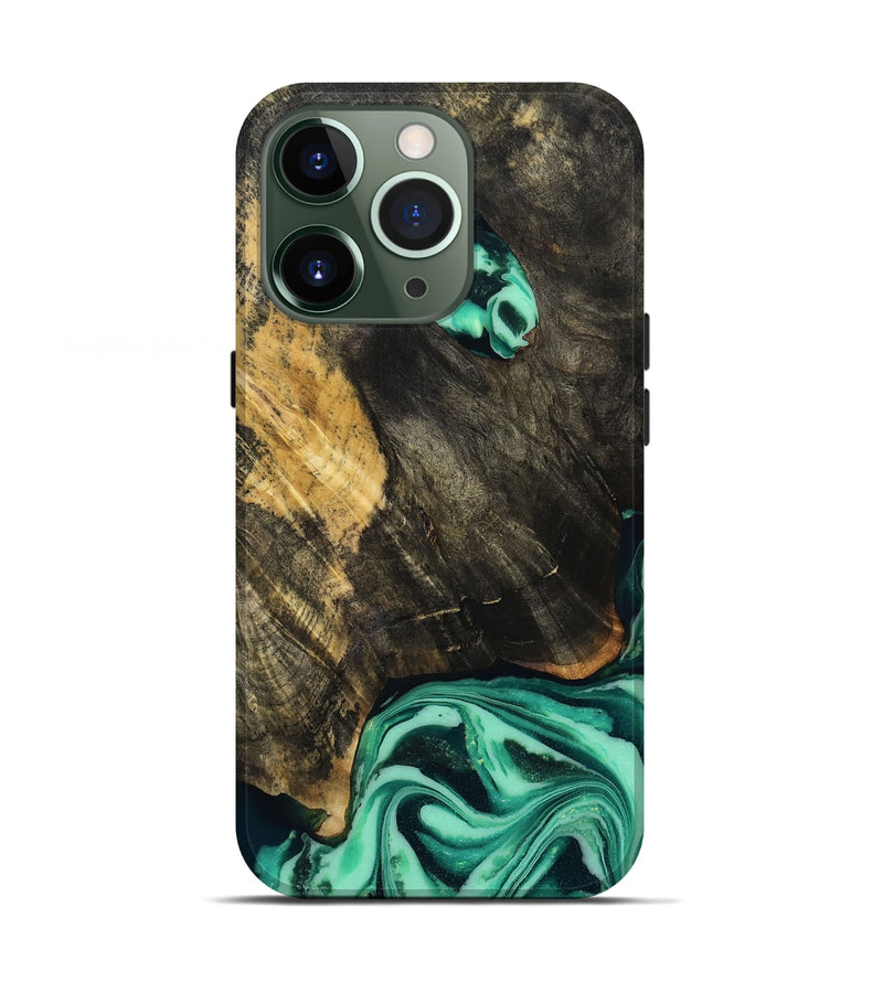 iPhone 13 Pro Wood Live Edge Phone Case - Aleyna (Green, 808710)