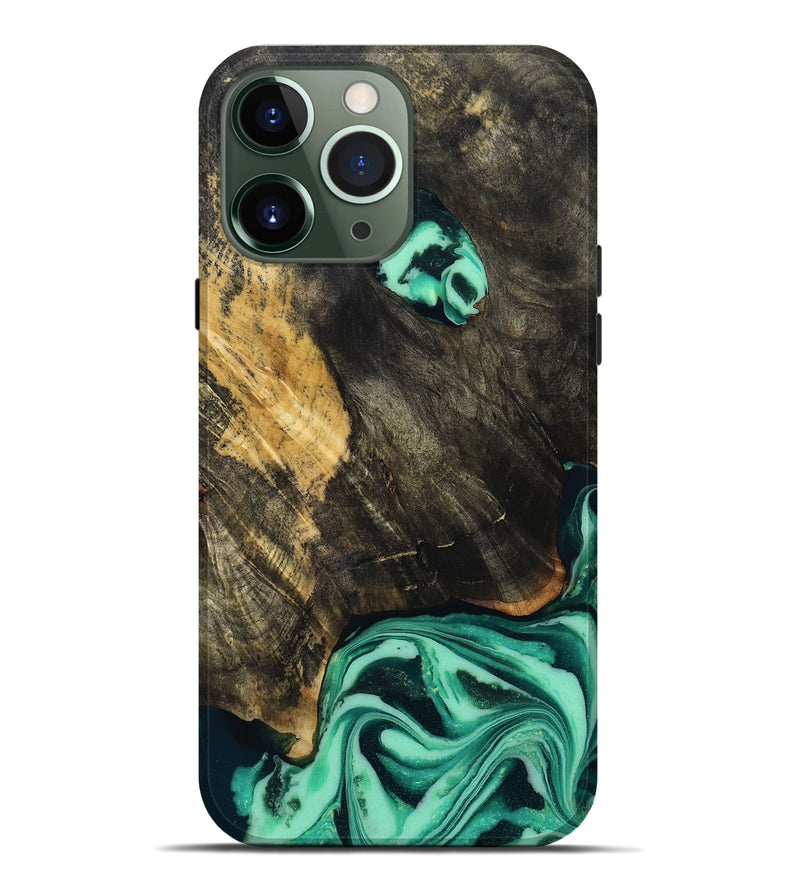 iPhone 13 Pro Max Wood Live Edge Phone Case - Aleyna (Green, 808710)