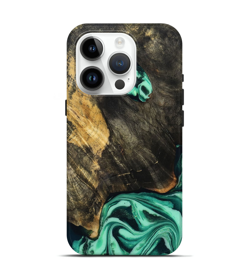 iPhone 15 Pro Wood Live Edge Phone Case - Aleyna (Green, 808710)