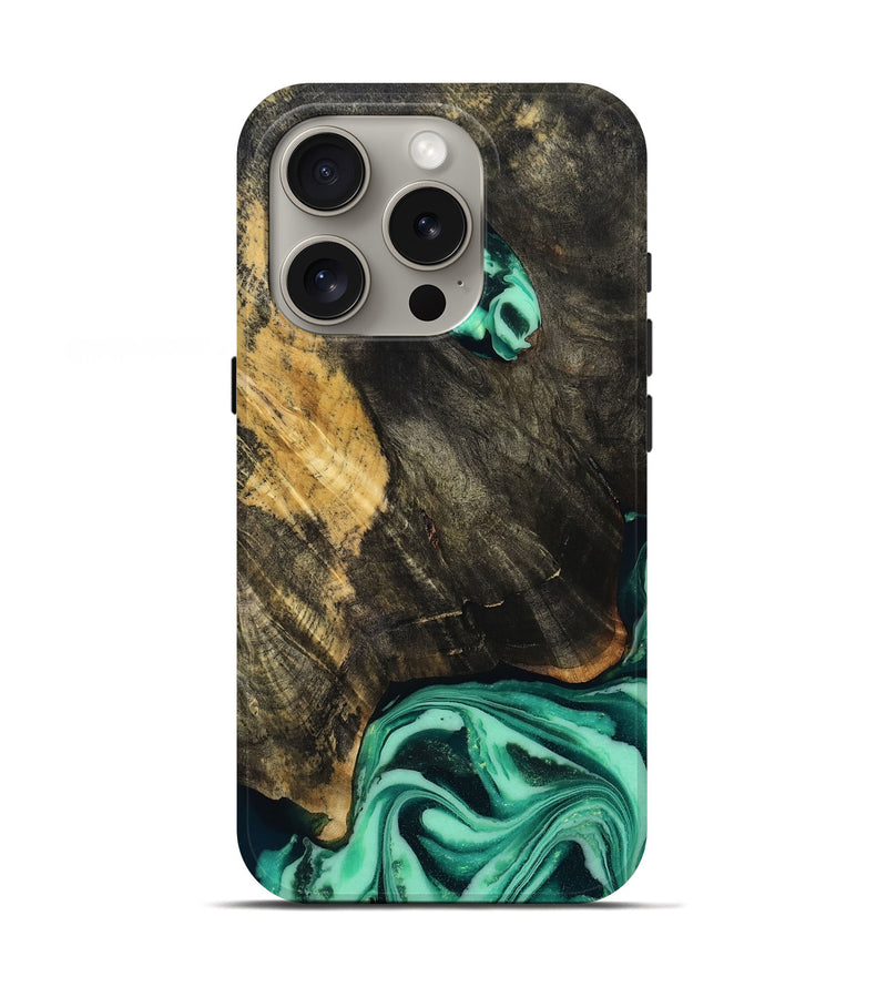 iPhone 16 Pro Wood Live Edge Phone Case - Aleyna (Green, 808710)