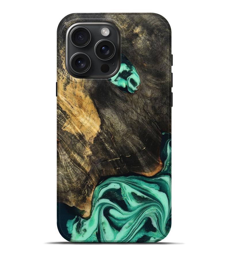 iPhone 16 Pro Max Wood Live Edge Phone Case - Aleyna (Green, 808710)