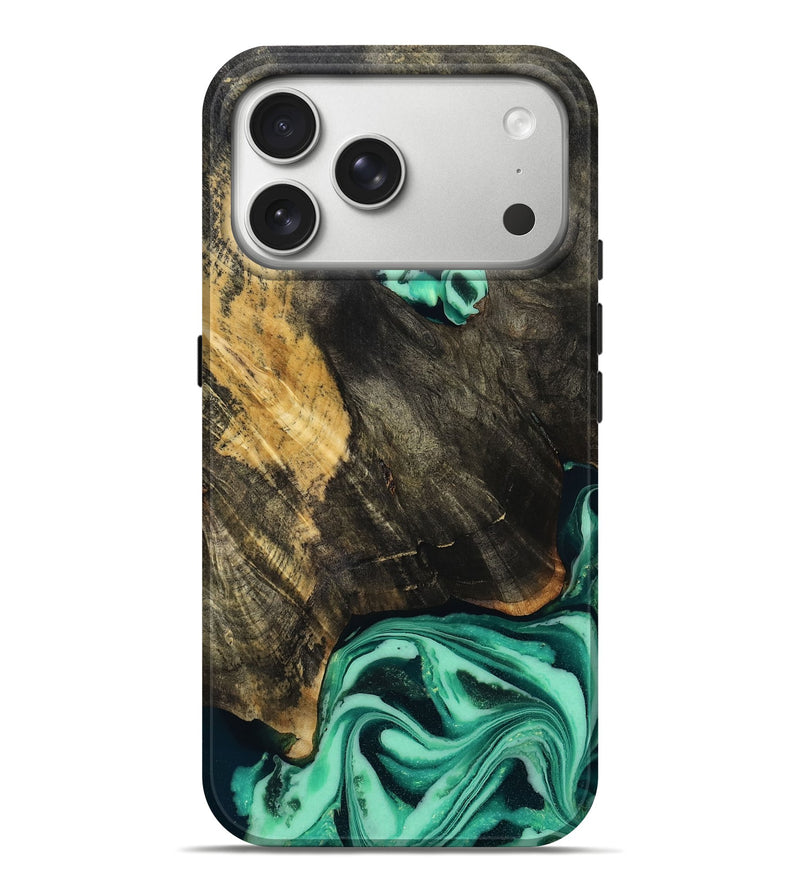 iPhone 17 Pro Max Wood Live Edge Phone Case - Aleyna (Green, 808710)