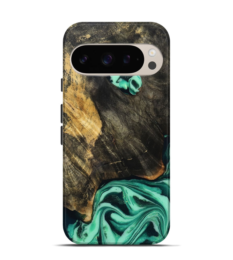 Pixel 9 Wood Live Edge Phone Case - Aleyna (Green, 808710)