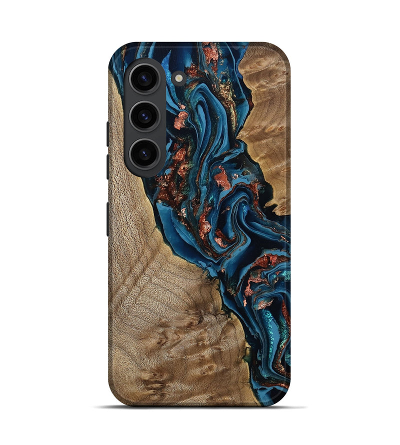 Galaxy S23 Wood Live Edge Phone Case - Kyler (Teal & Gold, 808715)