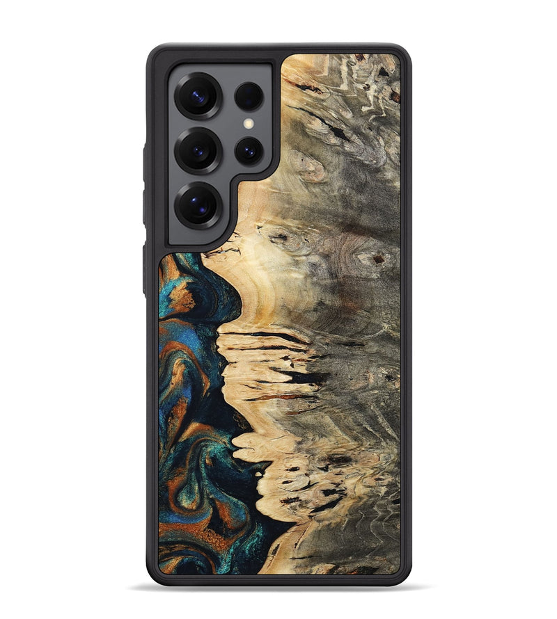 Galaxy S25 Ultra Wood Phone Case - Braydon (Teal & Gold, 808812)