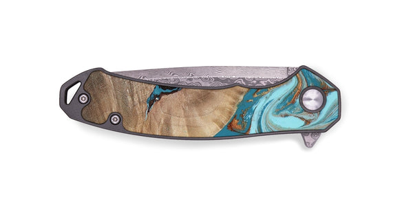 EDC Wood Pocket Knife - Britni (Teal & Gold, 808813)
