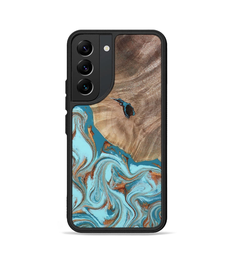 Galaxy S22 Wood Phone Case - Britni (Teal & Gold, 808813)