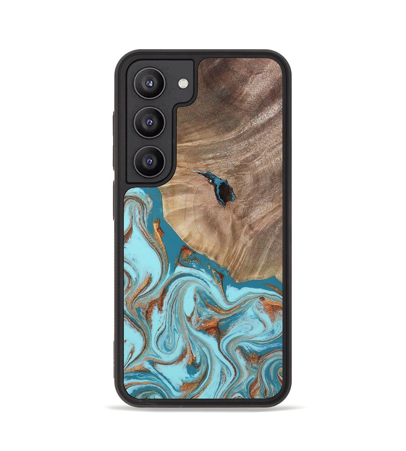 Galaxy S23 Wood Phone Case - Britni (Teal & Gold, 808813)