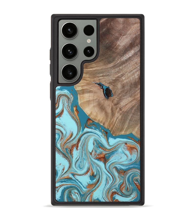 Galaxy S23 Ultra Wood Phone Case - Britni (Teal & Gold, 808813)