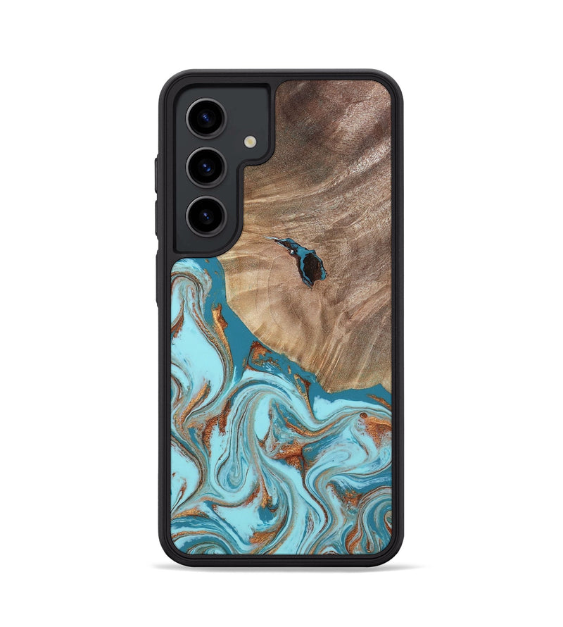 Galaxy S24 Wood Phone Case - Britni (Teal & Gold, 808813)