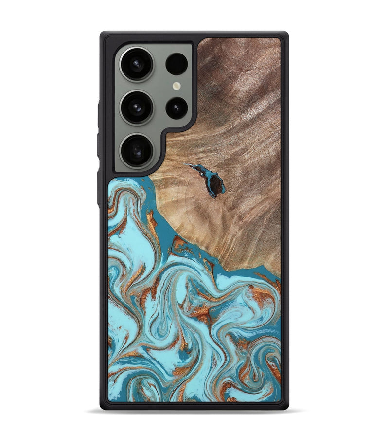 Galaxy S24 Ultra Wood Phone Case - Britni (Teal & Gold, 808813)