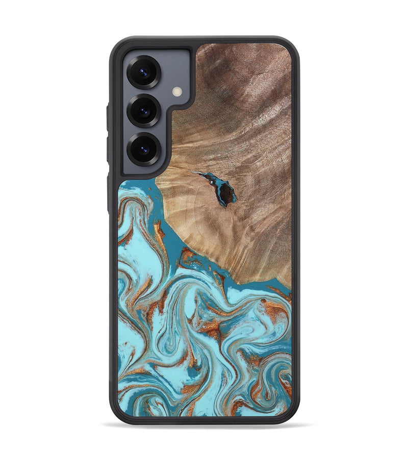 Galaxy S25 Plus Wood Phone Case - Britni (Teal & Gold, 808813)