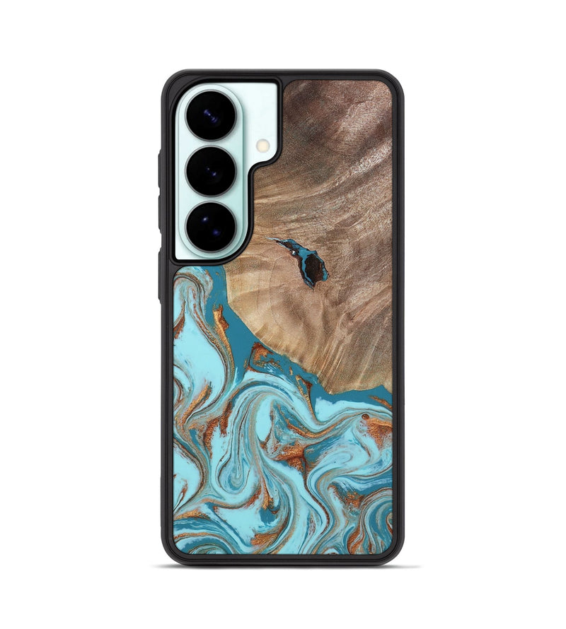 Galaxy S26 Wood Phone Case - Britni (Teal & Gold, 808813)