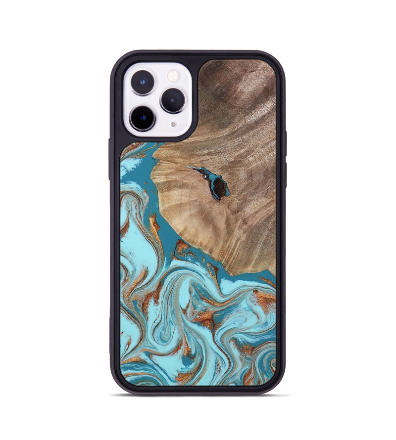 iPhone 11 Pro Wood Phone Case - Britni (Teal & Gold, 808813)
