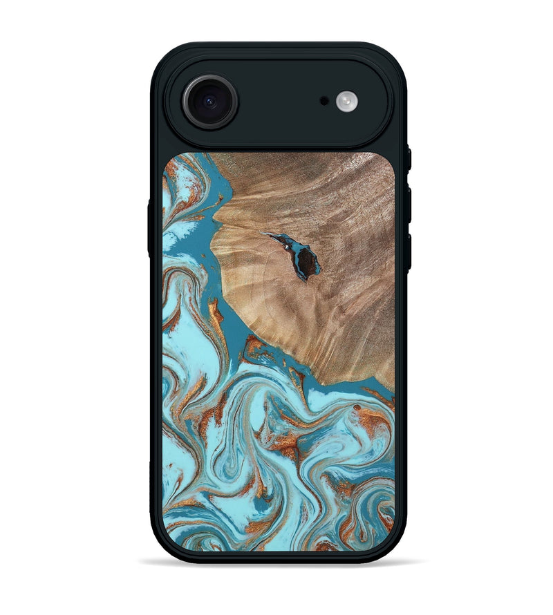iPhone 17 Air Wood Phone Case - Britni (Teal & Gold, 808813)