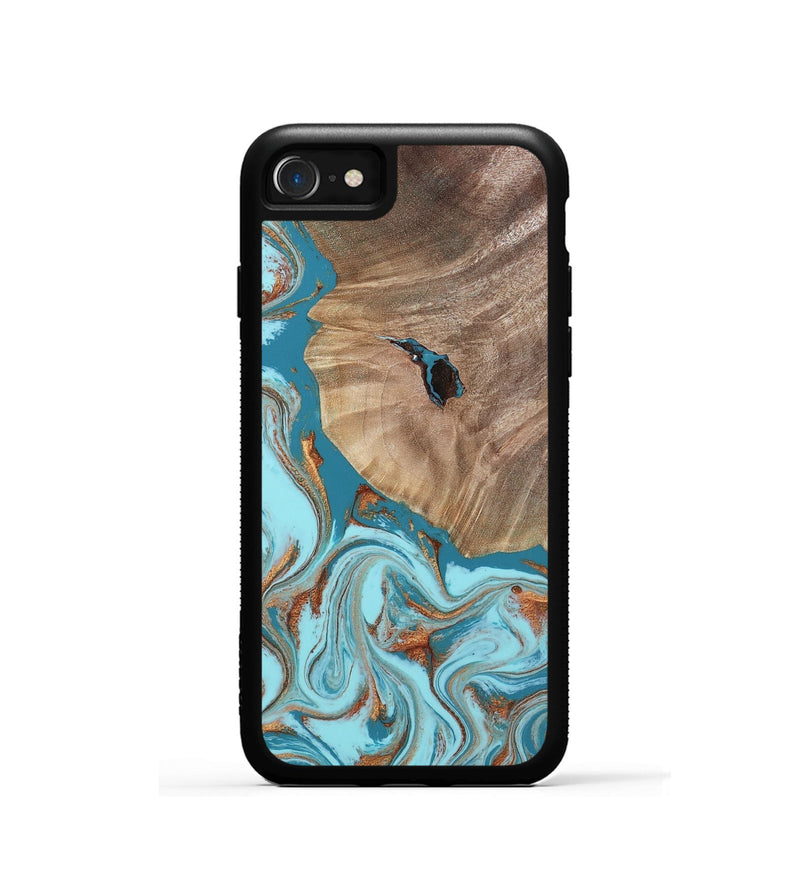 iPhone SE Wood Phone Case - Britni (Teal & Gold, 808813)