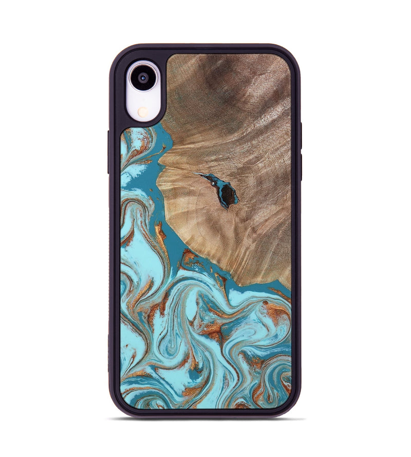 iPhone Xr Wood Phone Case - Britni (Teal & Gold, 808813)