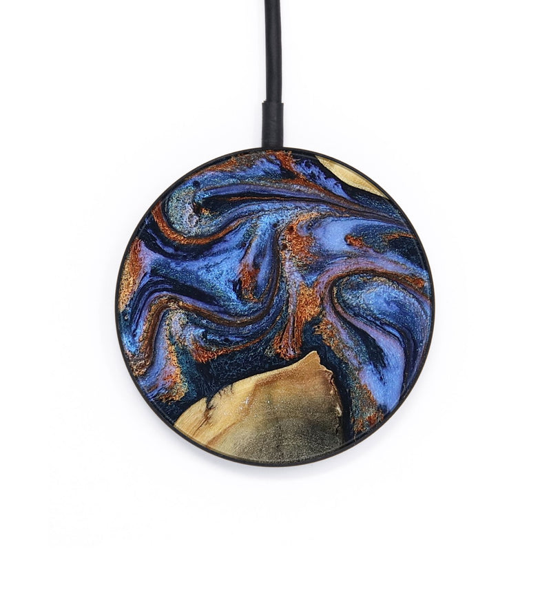 Circle Wood Wireless Charger - Kayla (Teal & Gold, 808822)