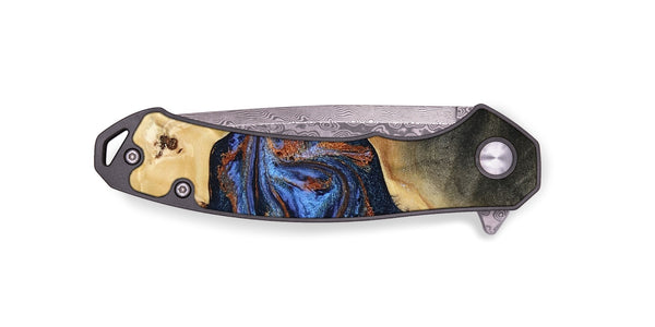 EDC Wood Pocket Knife - Kayla (Teal & Gold, 808822)