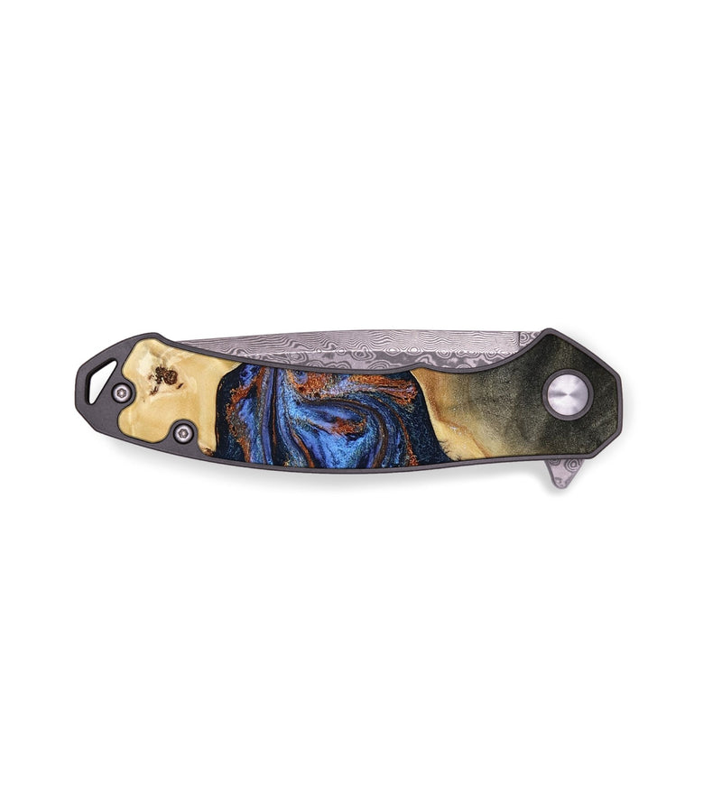 EDC Wood Pocket Knife - Kayla (Teal & Gold, 808822)