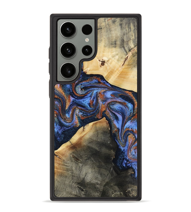 Galaxy S23 Ultra Wood Phone Case - Kayla (Teal & Gold, 808822)