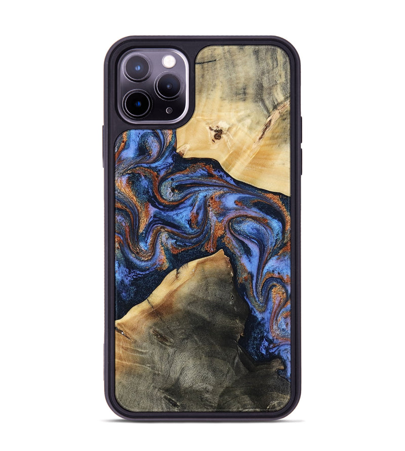 iPhone 11 Pro Max Wood Phone Case - Kayla (Teal & Gold, 808822)