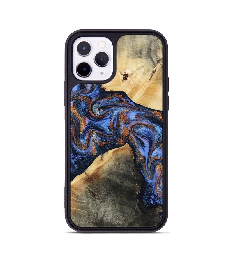iPhone 11 Pro Wood Phone Case - Kayla (Teal & Gold, 808822)