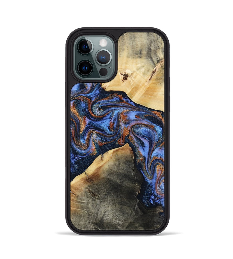 iPhone 12 Pro Wood Phone Case - Kayla (Teal & Gold, 808822)