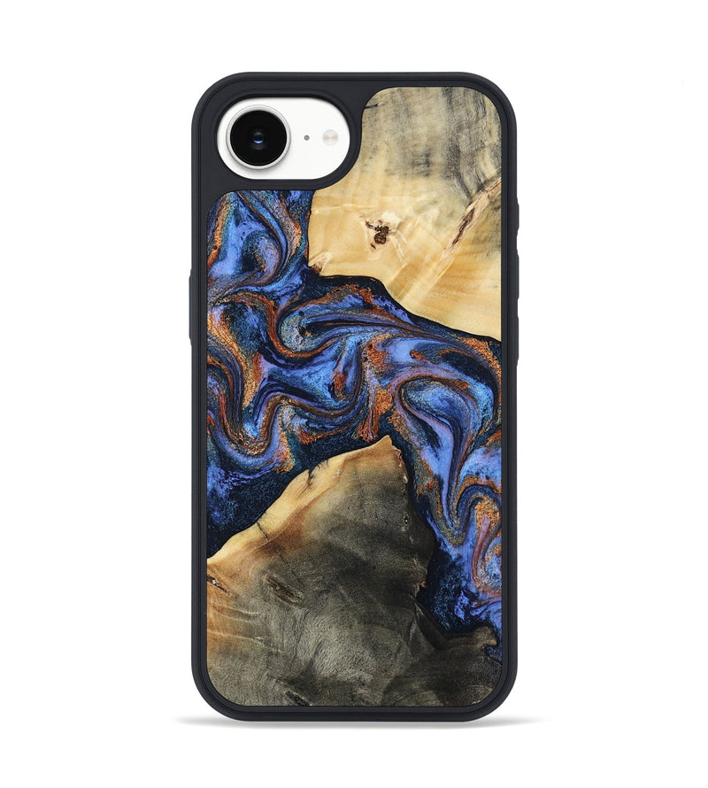 iPhone 16e Wood Phone Case - Kayla (Teal & Gold, 808822)