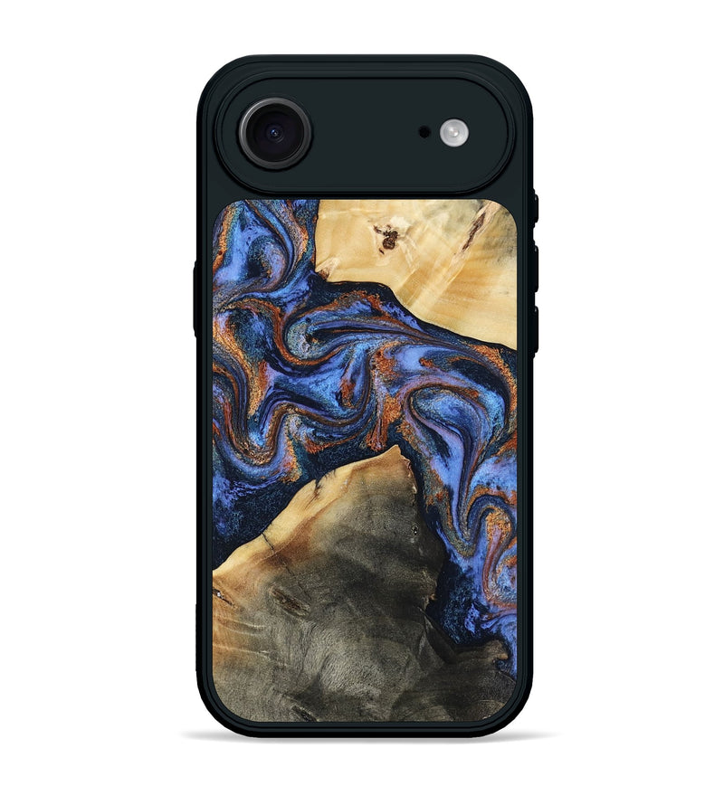 iPhone 17 Air Wood Phone Case - Kayla (Teal & Gold, 808822)