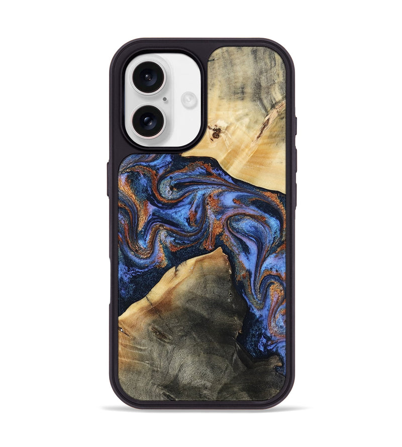 iPhone 17 Wood Phone Case - Kayla (Teal & Gold, 808822)