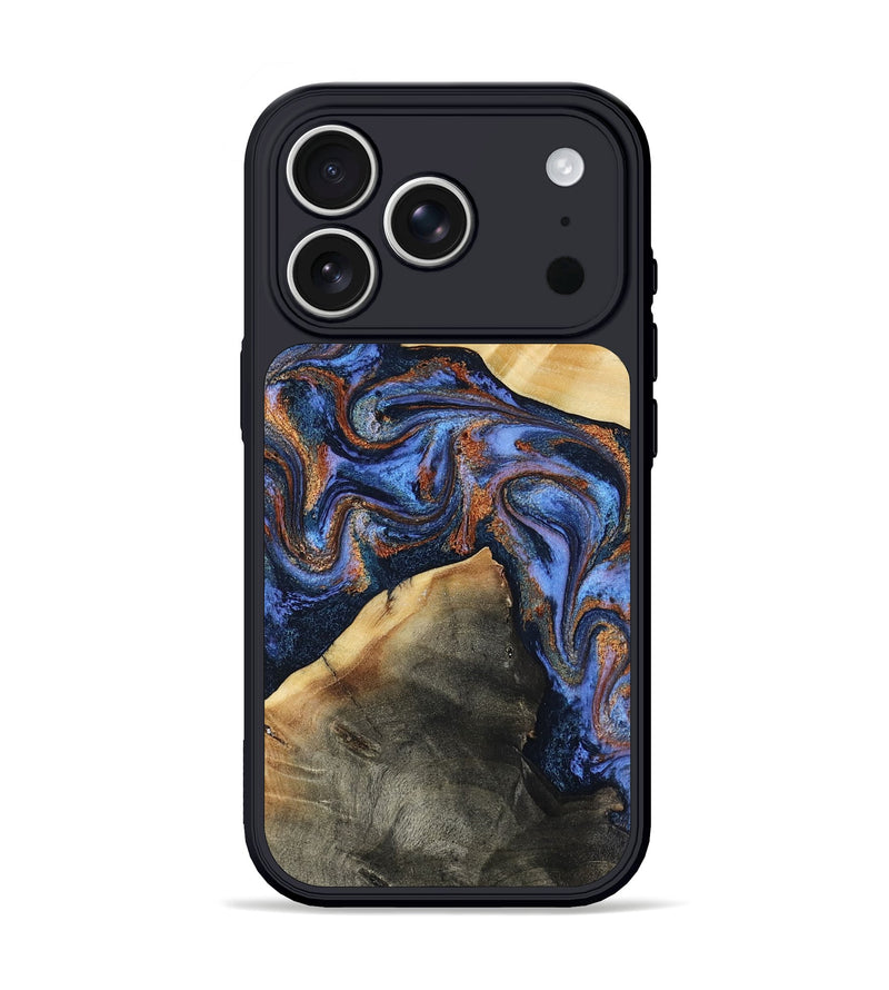 iPhone 17 Pro Wood Phone Case - Kayla (Teal & Gold, 808822)