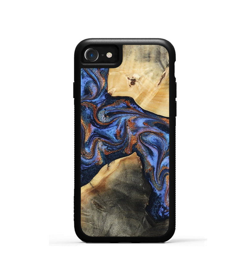 iPhone SE Wood Phone Case - Kayla (Teal & Gold, 808822)