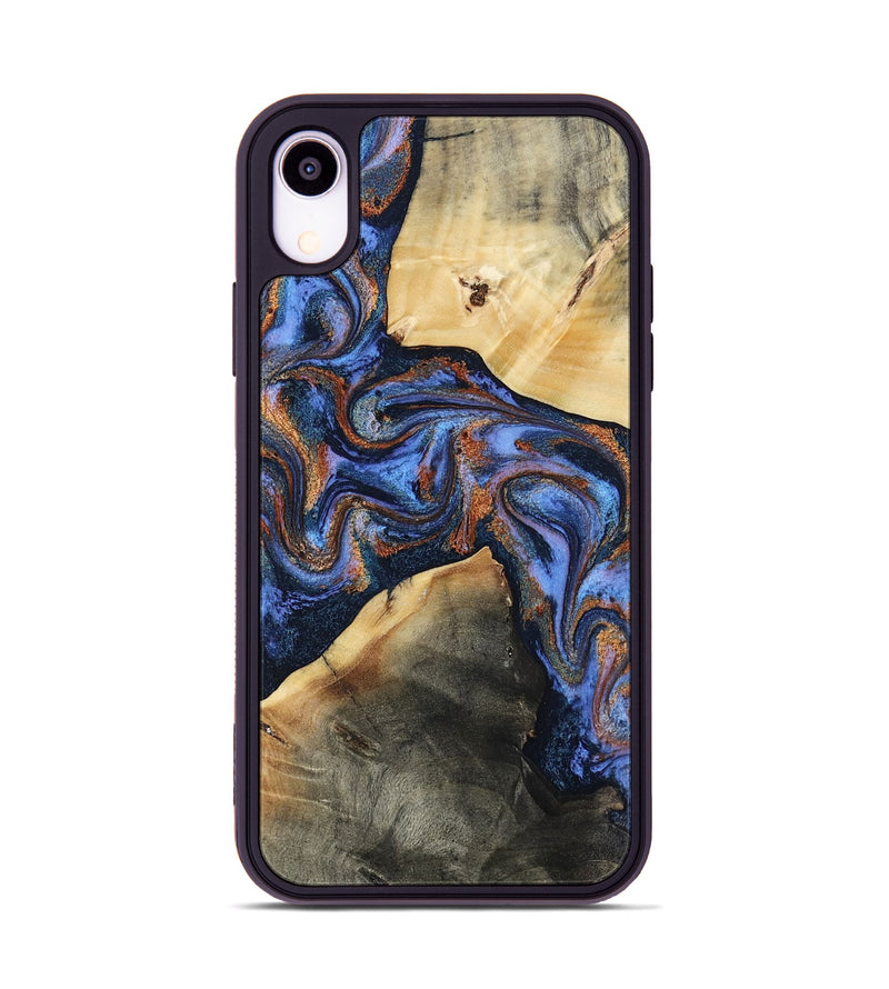 iPhone Xr Wood Phone Case - Kayla (Teal & Gold, 808822)