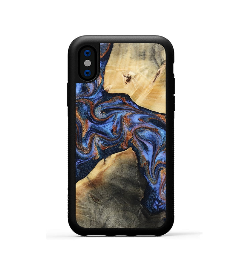 iPhone Xs Wood Phone Case - Kayla (Teal & Gold, 808822)