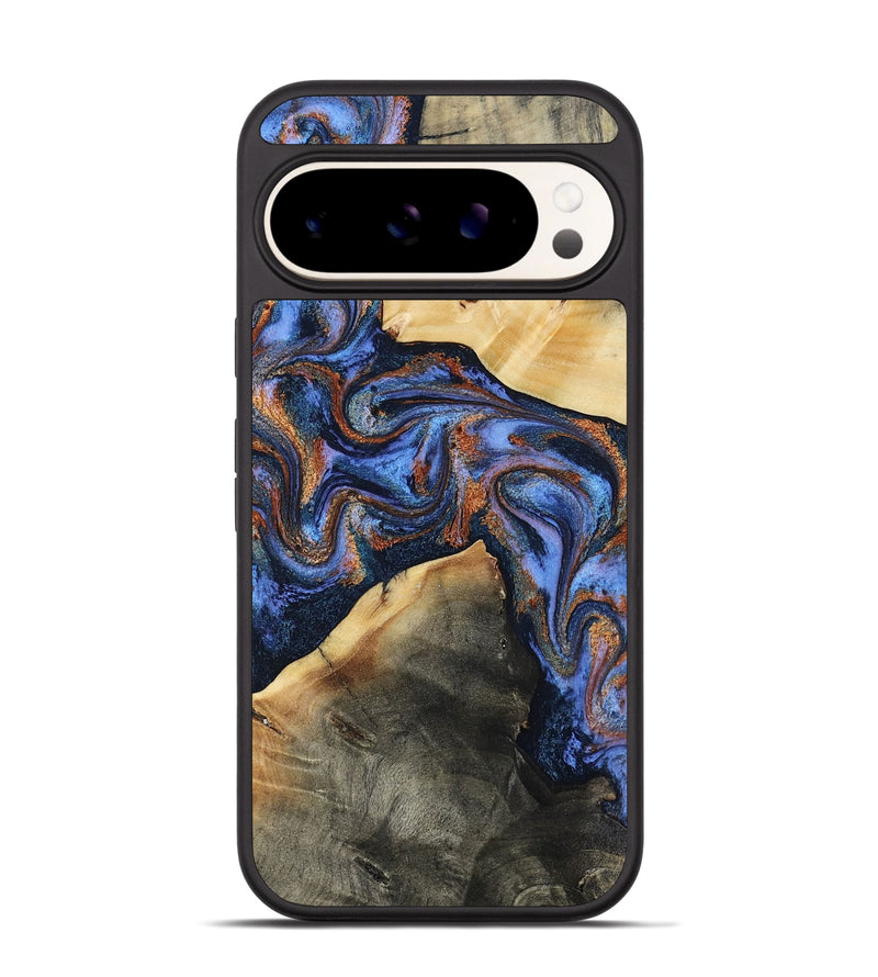 Pixel 9 Wood Phone Case - Kayla (Teal & Gold, 808822)