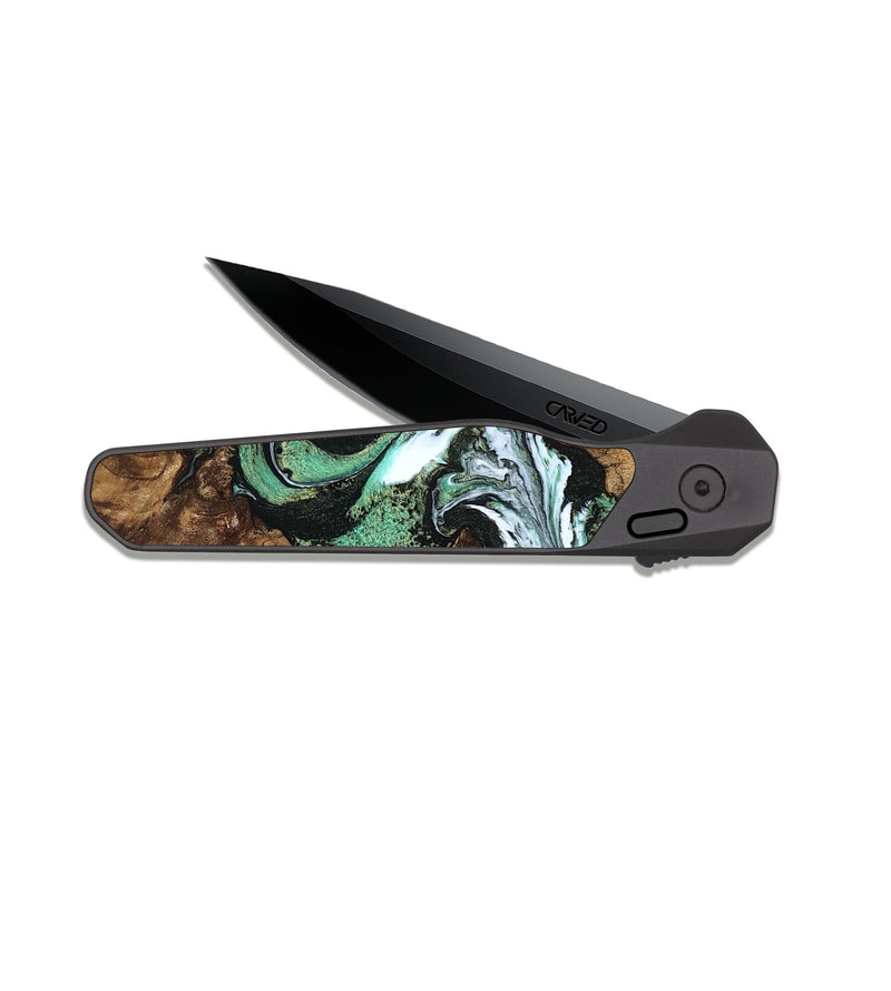 EDC Dark Slate Wood Pocket Knife - Carly (Green, 808884)