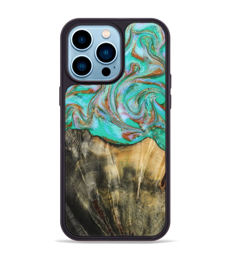 iPhone 14 Pro Max Wood Phone Case - Addisyn (Green, 808887)