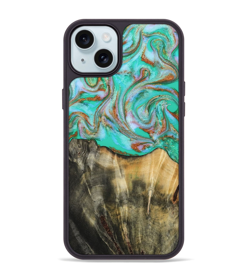 iPhone 15 Plus Wood Phone Case - Addisyn (Green, 808887)