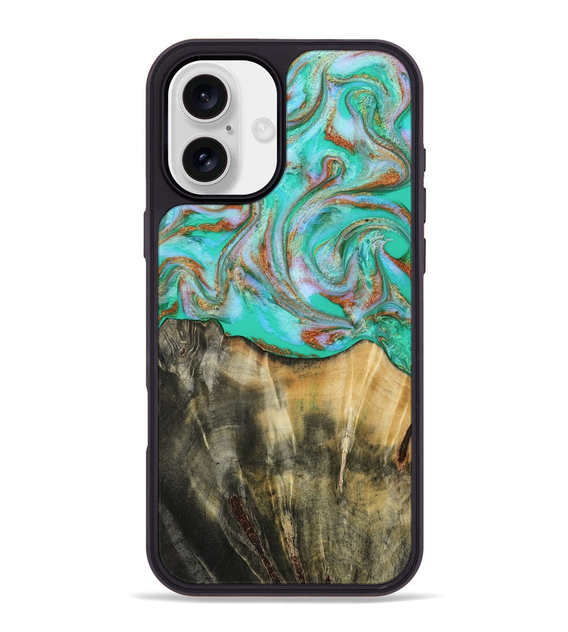 iPhone 16 Plus Wood Phone Case - Addisyn (Green, 808887)